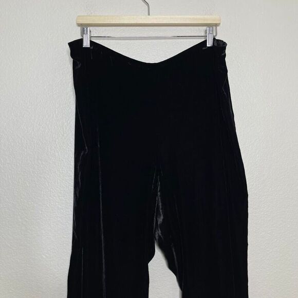 Eileen Fisher Pants XL Black Velvet Straight Leg Trouser Holiday Event Luxury - Picture 2 of 10
